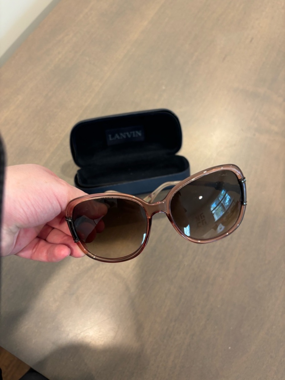 Lanvin Brown Gradient Oversized Cat Eye Sunglasses with Case